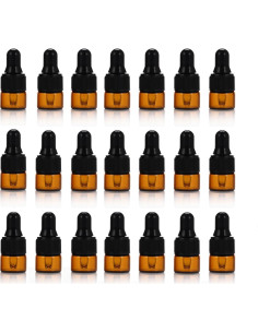 50 Botellas de Vidrio Ámbar 1ml con Cuentagotas y Paño Limpio 2