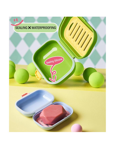 Estuche de Jabón de Viaje PEISAINOX Verde a Prueba de Fugas