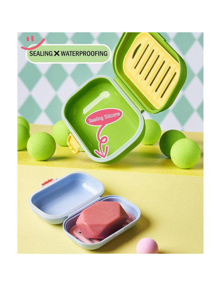 Estuche de Jabón de Viaje PEISAINOX Verde a Prueba de Fugas