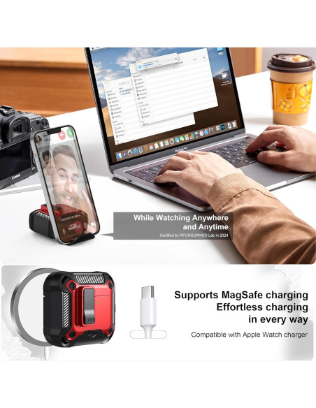Funda RFUNGUANGO para AirPods 4ta Generación 2024 - Rojo