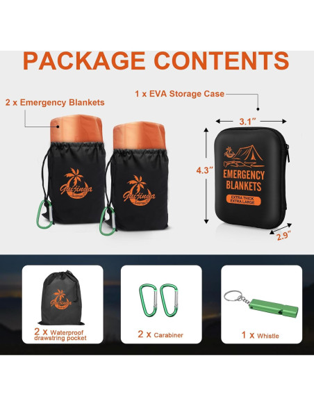 Mantitas de Emergencia Guijinga 210x160 cm Paquete de 2