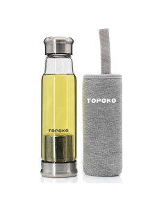 Botella de Agua de Vidrio Borosilicato TOPOKO 0.55L con Infusor