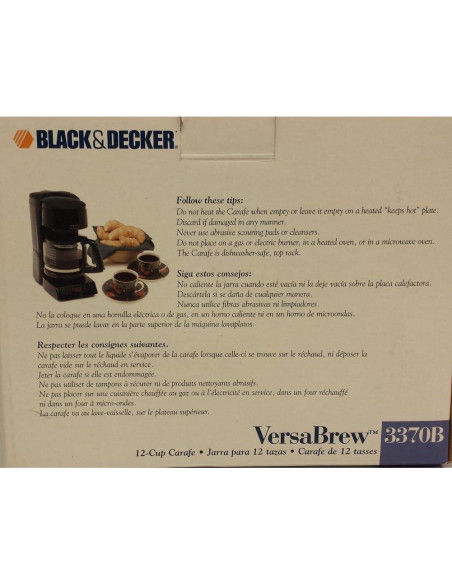 Jarra de Reemplazo Black & Decker VersaBrew 3370B 12 Tazas