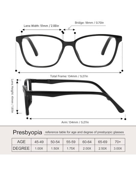 Gafas de Lectura Przene 4 Paquetes Anti Luz Azul 3.5x