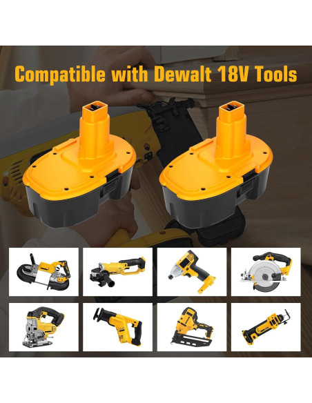 2 Baterías 4.5Ah Ni-Mh 18V Dewalt DC9096 Reemplazo