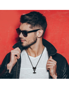 Collar Vikingo OIDEA Martillo de Thor con Cadena de Lobo 71cm 2