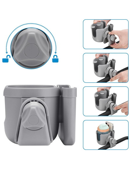 Soporte para Taza y Teléfono Accmor 2-en-1 Universal Gris