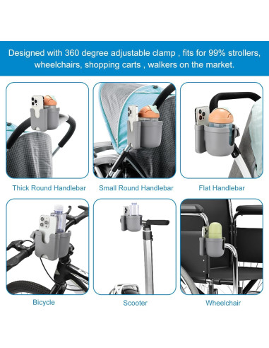 Soporte para Taza y Teléfono Accmor 2-en-1 Universal Gris