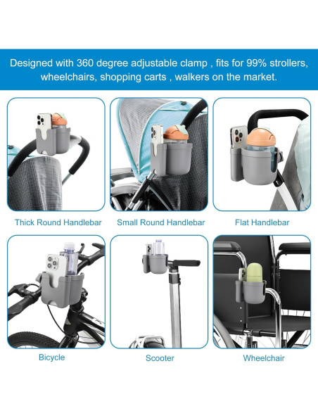 Soporte para Taza y Teléfono Accmor 2-en-1 Universal Gris