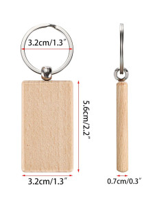 200 Etiquetas de Llave de Madera JUXYES para Grabado 56x32mm 2