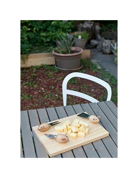 Set de 3 Cuchillos de Queso Ratón Kikkerland - Madera Dura