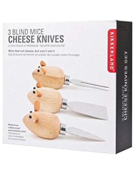 Set de 3 Cuchillos de Queso Ratón Kikkerland - Madera Dura