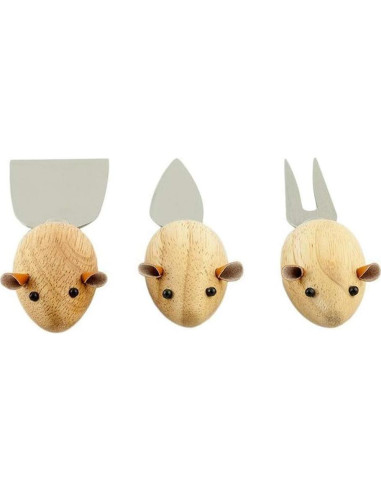 Set de 3 Cuchillos de Queso Ratón Kikkerland - Madera Dura
