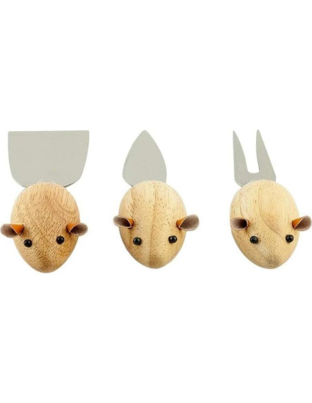 Set de 3 Cuchillos de Queso Ratón Kikkerland - Madera Dura