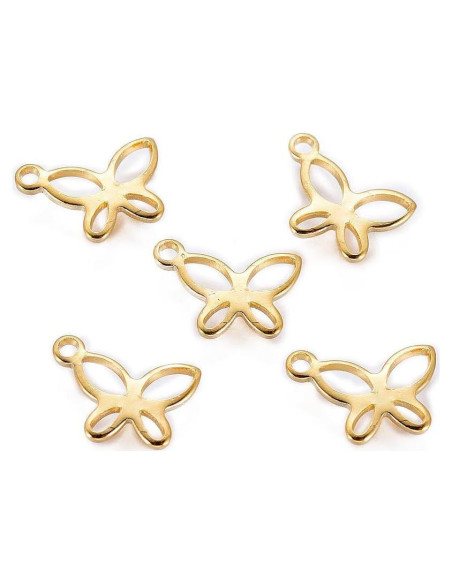 200 Encantos Colgantes de Acero Inoxidable Beadthoven Mariposa