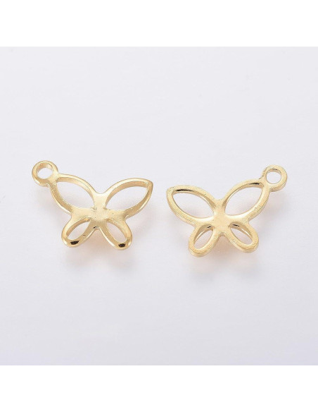 200 Encantos Colgantes de Acero Inoxidable Beadthoven Mariposa