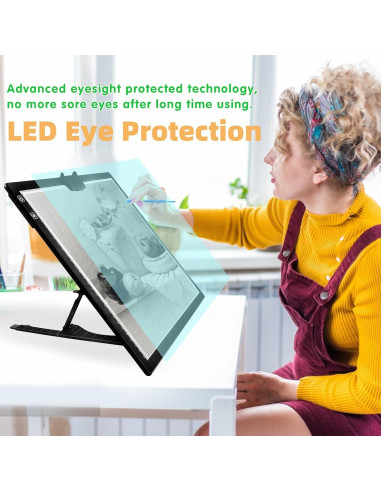 Tableta de Luz A3 HIUKCOLED Recargable con Soporte Plegable