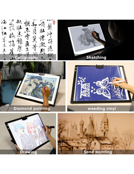 Tableta de Luz A3 HIUKCOLED Recargable con Soporte Plegable