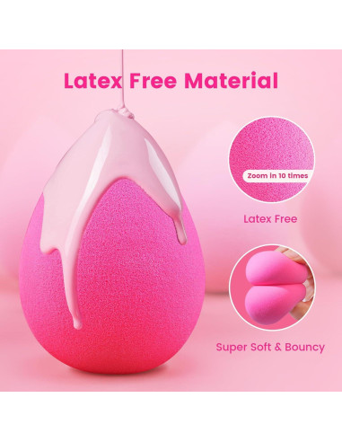 Conjunto de Esponjas de Maquillaje BEAKEY Rosa - Grande, Mediana y Mini