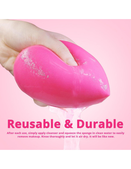 Conjunto de Esponjas de Maquillaje BEAKEY Rosa - Grande, Mediana y Mini