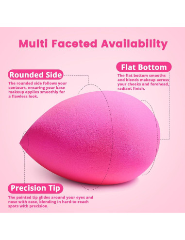 Conjunto de Esponjas de Maquillaje BEAKEY Rosa - Grande, Mediana y Mini