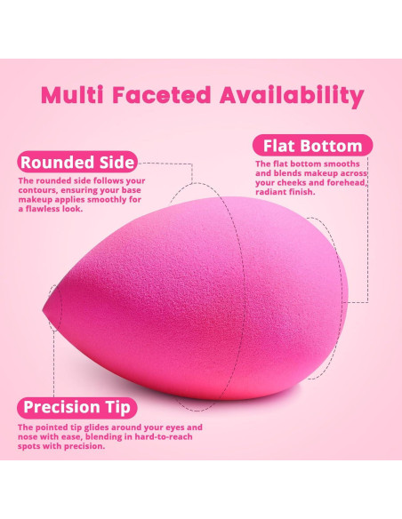 Conjunto de Esponjas de Maquillaje BEAKEY Rosa - Grande, Mediana y Mini
