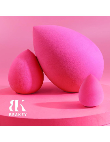 Conjunto de Esponjas de Maquillaje BEAKEY Rosa - Grande, Mediana y Mini
