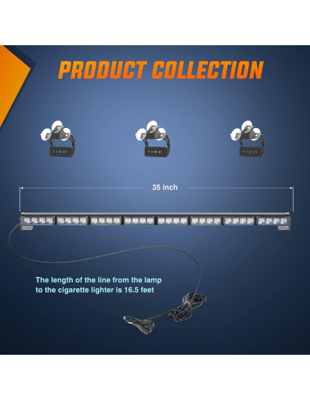 Barra de Luz Estroboscópica Nilight 35" LED 32W 21 Patrones