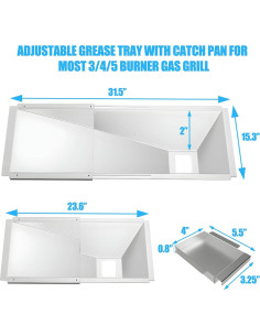 Bandeja de Grasa Ajustable LS'BABQ para Parrillas de Gas 60-80 cm 2