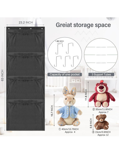 Organizador Colgante de Juguetes Woodoulogy 160x59 cm Negro