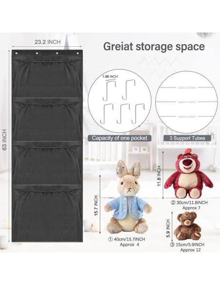 Organizador Colgante de Juguetes Woodoulogy 160x59 cm Negro