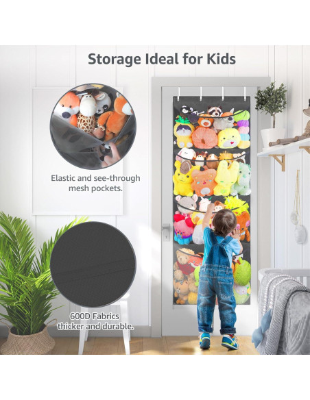 Organizador Colgante de Juguetes Woodoulogy 160x59 cm Negro