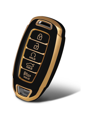 Funda de Llave TPU Hyundai 5 Botones Negra/Dorada 2023