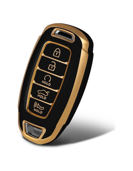 Funda de Llave TPU Hyundai 5 Botones Negra/Dorada 2023