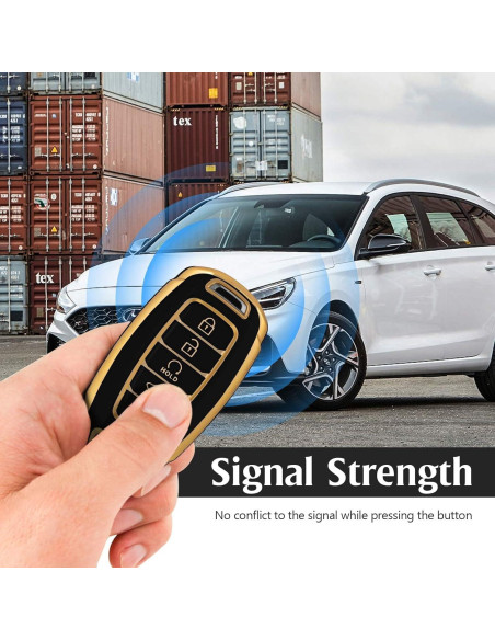 Funda de Llave TPU Hyundai 5 Botones Negra/Dorada 2023