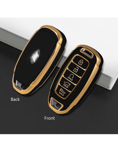 Funda de Llave TPU Hyundai 5 Botones Negra/Dorada 2023