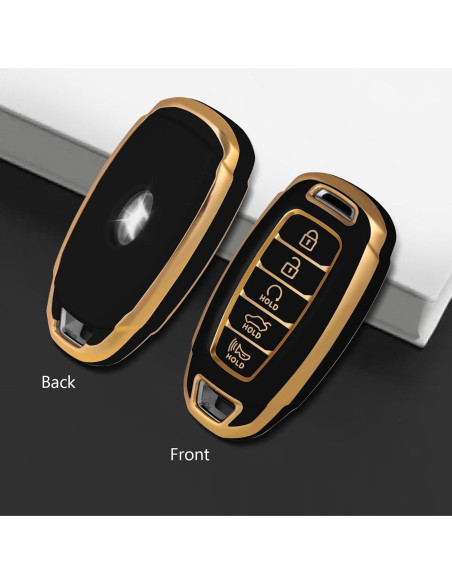 Funda de Llave TPU Hyundai 5 Botones Negra/Dorada 2023