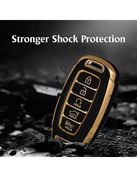 Funda de Llave TPU Hyundai 5 Botones Negra/Dorada 2023