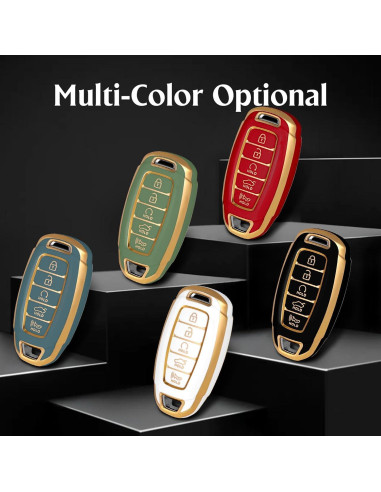Funda de Llave TPU Hyundai 5 Botones Negra/Dorada 2023