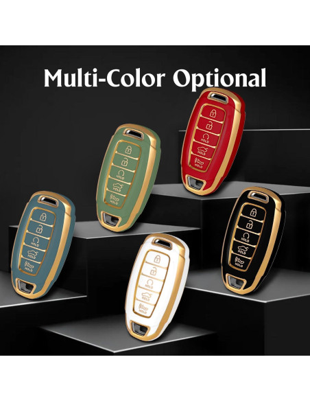 Funda de Llave TPU Hyundai 5 Botones Negra/Dorada 2023