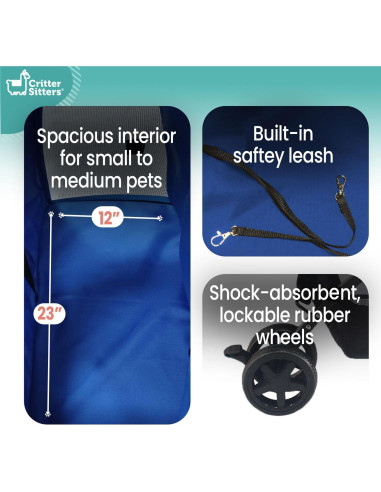Carrito Doble para Mascotas Critter Sitters Azul 20 kg