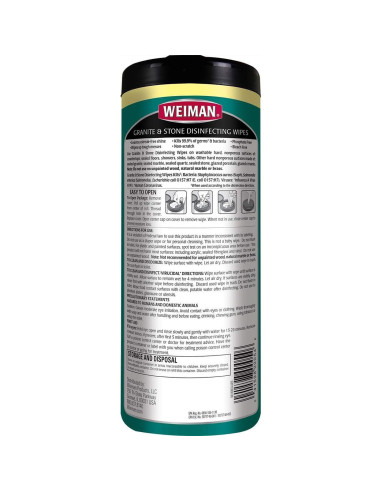 Toallitas Desinfectantes Weiman para Granito - 30 Toallitas