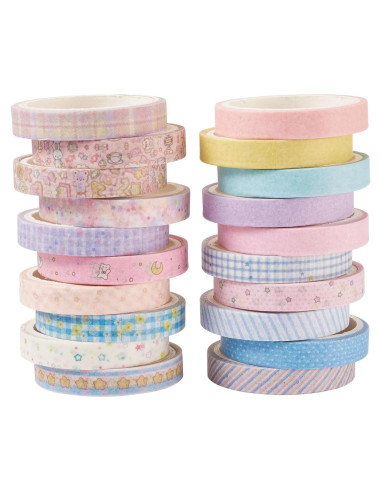 20 Rollos de Cinta Decorativa Washi Magibeads 7 mm 3 m