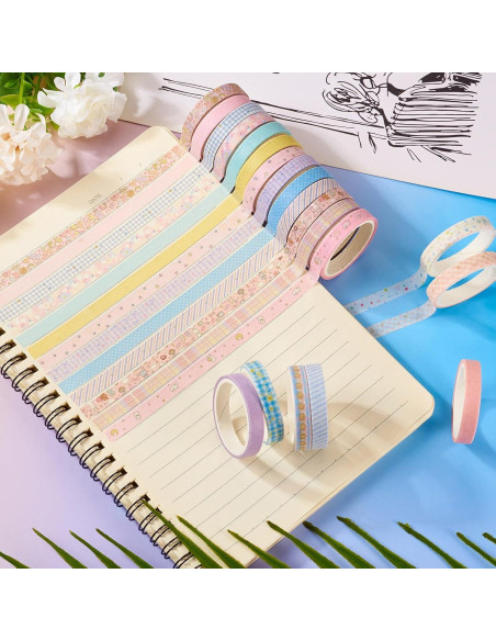 20 Rollos de Cinta Decorativa Washi Magibeads 7 mm 3 m