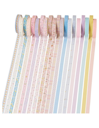 20 Rollos de Cinta Decorativa Washi Magibeads 7 mm 3 m