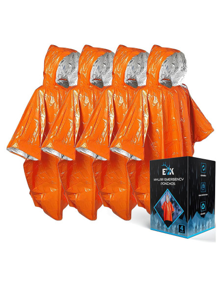 Poncho de Emergencia ELK 4-Pack Mylar Reflectante Naranja