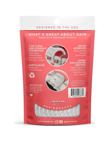 Hilo Dental Grin para Frenos - 60 Unidades, Plástico Reciclado