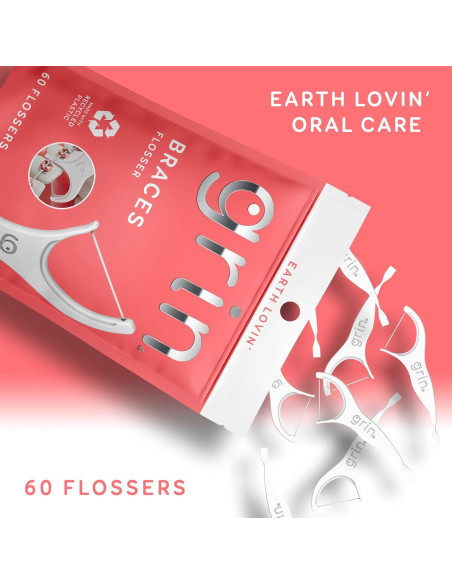 Hilo Dental Grin para Frenos - 60 Unidades, Plástico Reciclado