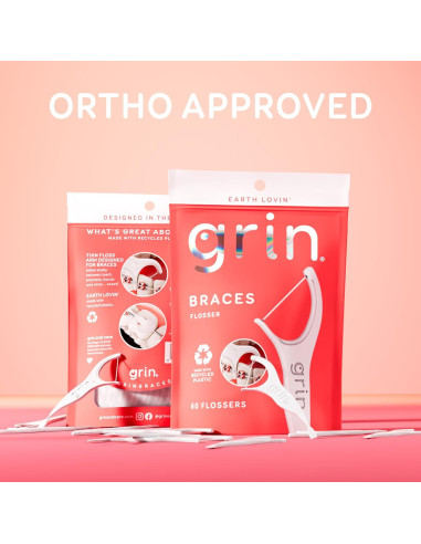 Hilo Dental Grin para Frenos - 60 Unidades, Plástico Reciclado