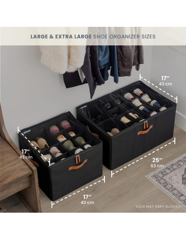 Organizador de Zapatos OrganiHaus Grande 16 Compartimentos Negro